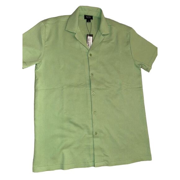 Boohoo Man Field Easter Egg‎ Green Textured SLEEVE BUTTON UP SHIRT Size Small - Picture 1 of 6